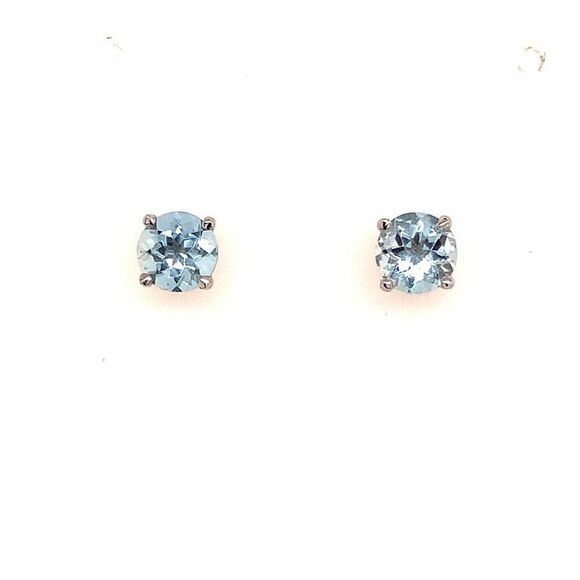Natural Aquamarine Stud Earrings 14k White Gold 1.0 CTW Certified $590 111539 - Picture 9 of 11